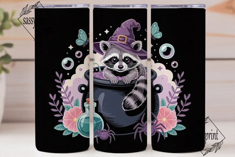 Magical Raccoon Witch 20oz Tumbler Wrap Sublimation sassyprint 