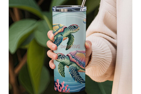 Magical Sea Turtle 20oz Tumbler Wrap Sublimation DesignSVG 