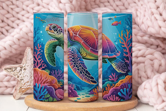 Magical Sea Turtle 20oz Tumbler Wrap Sublimation DesignSVG 