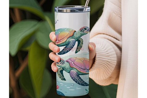 Magical Sea Turtle 20oz Tumbler Wrap Sublimation DesignSVG 