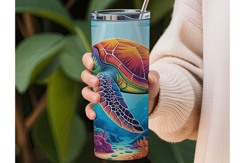 Magical Sea Turtle 20oz Tumbler Wrap Sublimation DesignSVG 