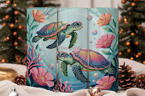 Magical Sea Turtle 20oz Tumbler Wrap Sublimation DesignSVG 