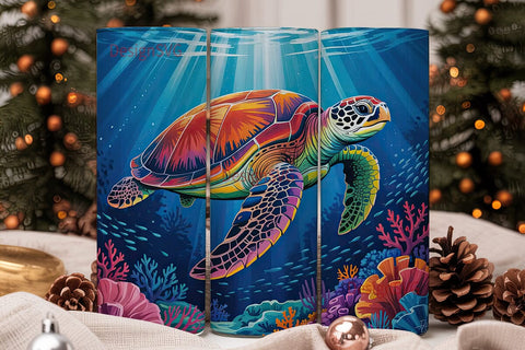 Magical Sea Turtle 20oz Tumbler Wrap Sublimation DesignSVG 
