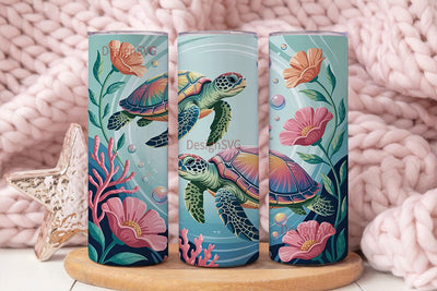 Magical Sea Turtle 20oz Tumbler Wrap Sublimation DesignSVG 