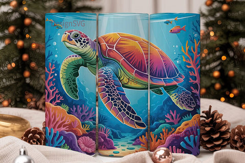 Magical Sea Turtle 20oz Tumbler Wrap Sublimation DesignSVG 