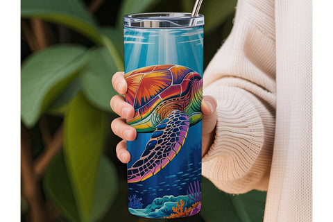 Magical Sea Turtle 20oz Tumbler Wrap Sublimation DesignSVG 