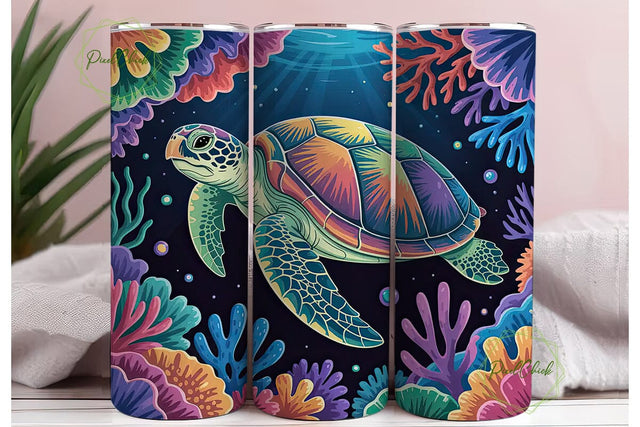 Magical Sea Turtle 20oz Tumbler Wrap Sublimation PixelChick 