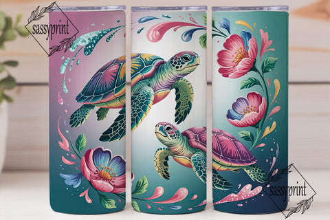Magical Sea Turtle 20oz Tumbler Wrap Sublimation sassyprint 