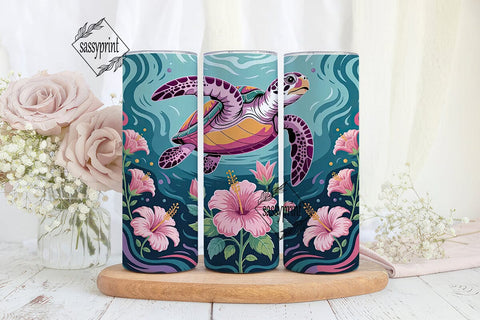 Magical Sea Turtle 20oz Tumbler Wrap Sublimation sassyprint 