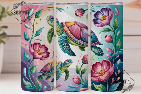 Magical Sea Turtle 20oz Tumbler Wrap Sublimation sassyprint 