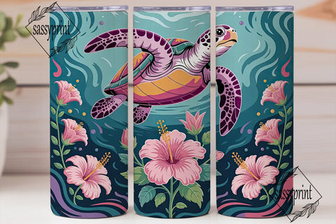 Magical Sea Turtle 20oz Tumbler Wrap Sublimation sassyprint 