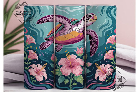 Magical Sea Turtle 20oz Tumbler Wrap Sublimation sassyprint 