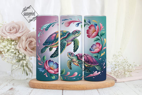Magical Sea Turtle 20oz Tumbler Wrap Sublimation sassyprint 