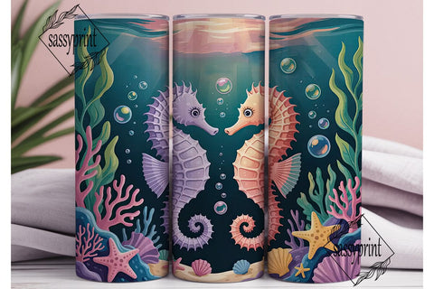 Magical Seahorse 20oz Tumbler Wrap Sublimation sassyprint 
