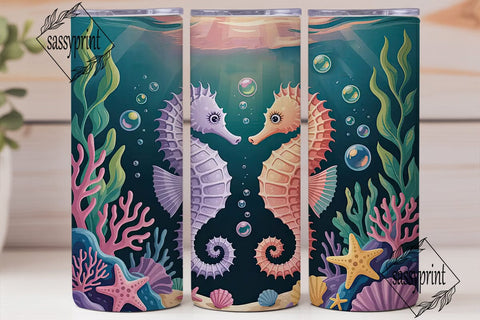 Magical Seahorse 20oz Tumbler Wrap Sublimation sassyprint 