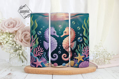 Magical Seahorse 20oz Tumbler Wrap Sublimation sassyprint 