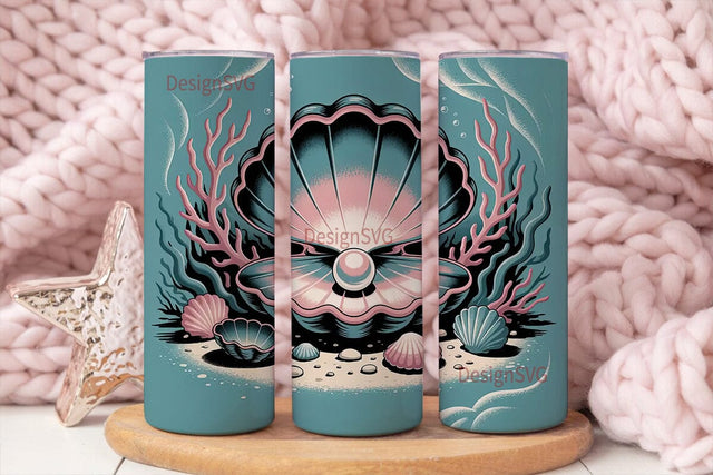 Magical Seashell & Pearl 20oz Tumbler Sublimation DesignSVG 