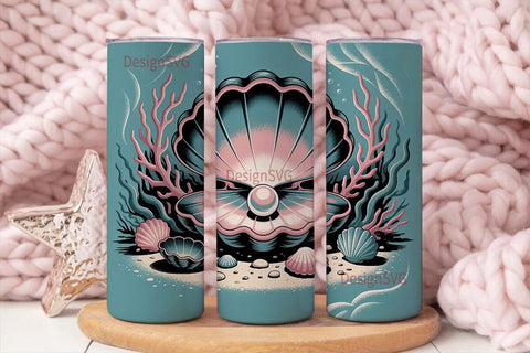 Magical Seashell & Pearl 20oz Tumbler Sublimation DesignSVG 