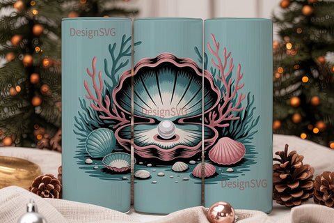 Magical Seashell & Pearl 20oz Tumbler Sublimation DesignSVG 
