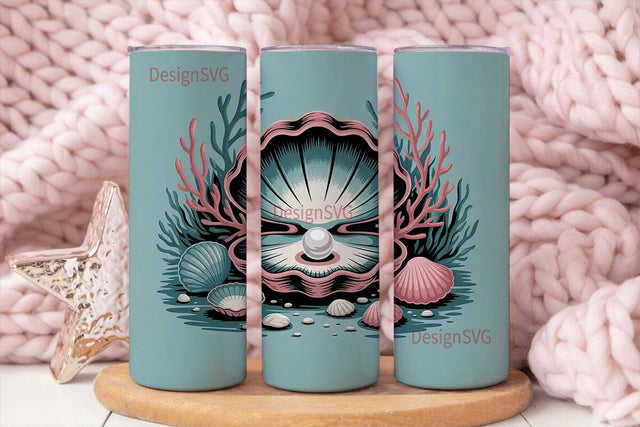 Magical Seashell & Pearl 20oz Tumbler Sublimation DesignSVG 