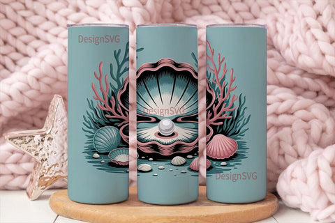 Magical Seashell & Pearl 20oz Tumbler Sublimation DesignSVG 