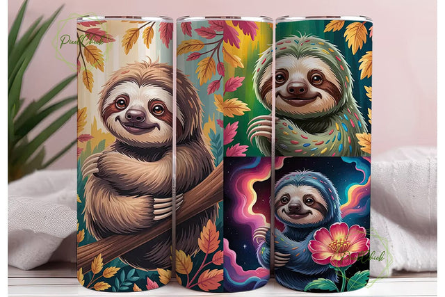 Magical Sloth 20oz Tumbler Wrap Sublimation PixelChick 