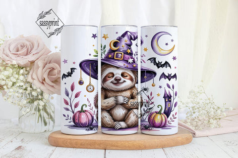 Magical Sloth Witch Hat Tumbler Wrap Sublimation sassyprint 