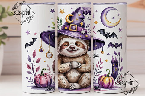 Magical Sloth Witch Hat Tumbler Wrap Sublimation sassyprint 