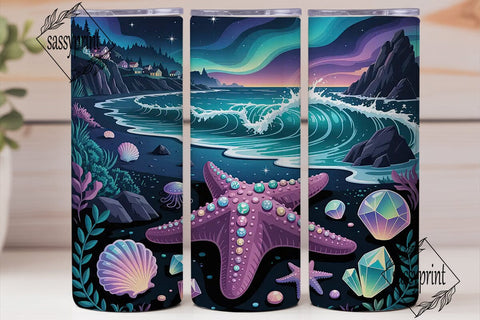 Magical Starfish Beach 20oz Tumbler Wrap Sublimation sassyprint 