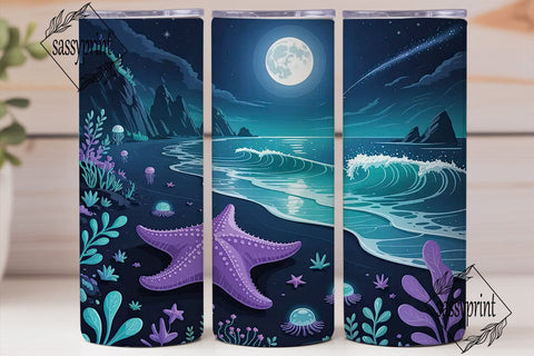Magical Starfish Beach 20oz Tumbler Wrap Sublimation sassyprint 