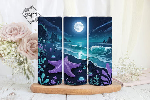 Magical Starfish Beach 20oz Tumbler Wrap Sublimation sassyprint 