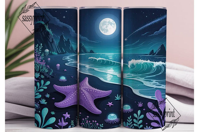 Magical Starfish Beach 20oz Tumbler Wrap Sublimation sassyprint 