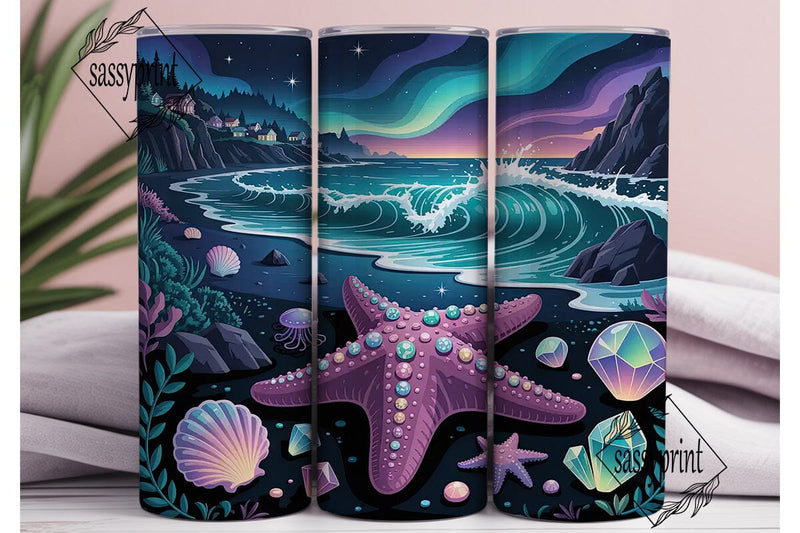 Magical Starfish Beach 20oz Tumbler Wrap Sublimation sassyprint 