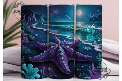 Magical Starfish Beach 20oz Tumbler Wrap Sublimation sassyprint 