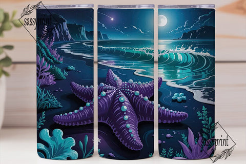 Magical Starfish Beach 20oz Tumbler Wrap Sublimation sassyprint 