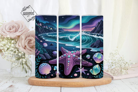 Magical Starfish Beach 20oz Tumbler Wrap Sublimation sassyprint 