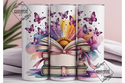 Magical Sunflower Books 20oz Tumbler Sublimation sassyprint 