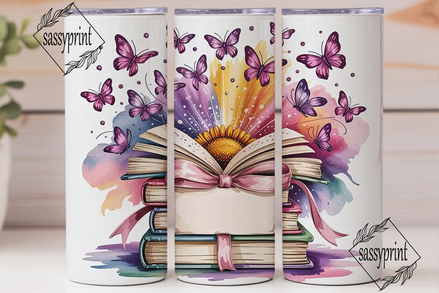 Magical Sunflower Books 20oz Tumbler Sublimation sassyprint 