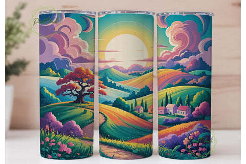 Magical Sunset Landscape 20oz Tumbler Sublimation PixelChick 