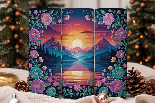 Magical Sunset Reflection 20oz Tumbler Sublimation DesignSVG 