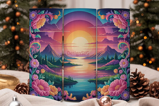 Magical Sunset Reflection 20oz Tumbler Sublimation DesignSVG 