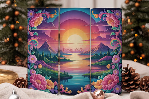 Magical Sunset Reflection 20oz Tumbler Sublimation DesignSVG 