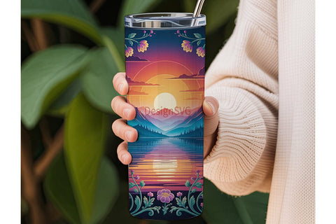 Magical Sunset Reflection 20oz Tumbler Sublimation DesignSVG 