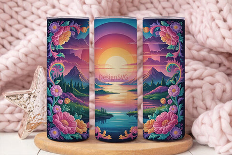 Magical Sunset Reflection 20oz Tumbler Sublimation DesignSVG 