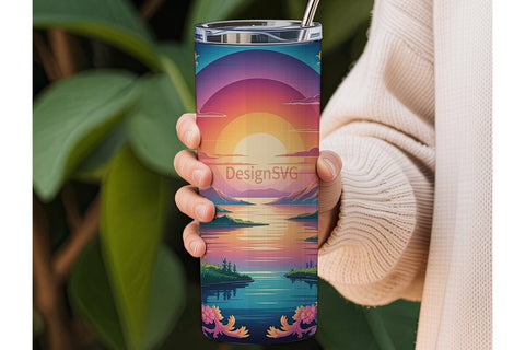 Magical Sunset Reflection 20oz Tumbler Sublimation DesignSVG 