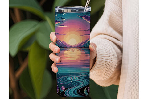 Magical Sunset Reflection 20oz Tumbler Sublimation DesignSVG 