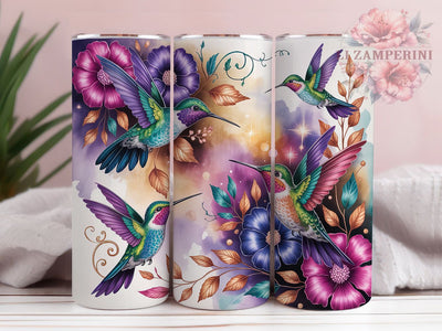 Magical Teal Hummingbird Art 20oz Tumbler, Teal Feathers, Detailed Illustration, Vibrant Colors, Elegant Bird, Skinny Tumbler, Sublimation PNG Sublimation Li Zamperini 