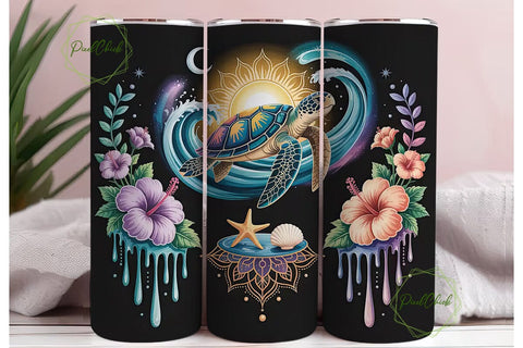 Magical Turtle Tumbler Wrap Sublimation PixelChick 