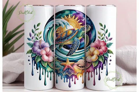 Magical Turtle Tumbler Wrap Sublimation PixelChick 