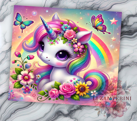 Magical Unicorn 20oz Kids Tumbler, Magical Unicorn Tumbler, Fairy Drinkware, 20oz Sublimation, Unicorn Wrap, Kids Tumbler, Custom Fairy Mug, Fantasy Unicorn Cup Sublimation Li Zamperini 
